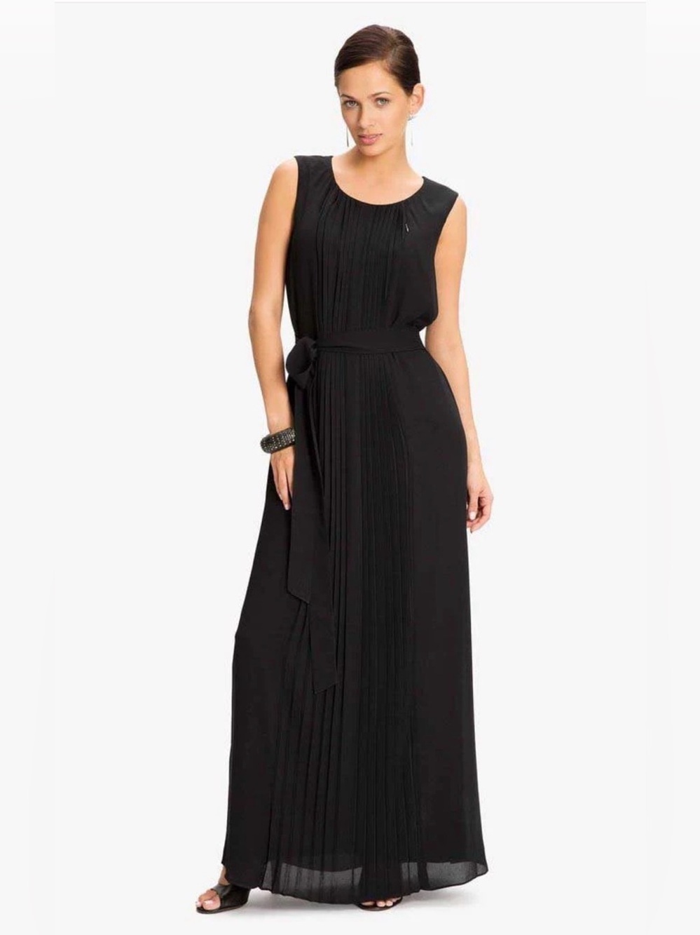 The Grace Dress by Mitera ~ Elegant Black Pleated Maternity Maxi Dress Waist Tie